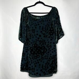 Trina Turk Forest Green Velvet Floral Dress Size 4